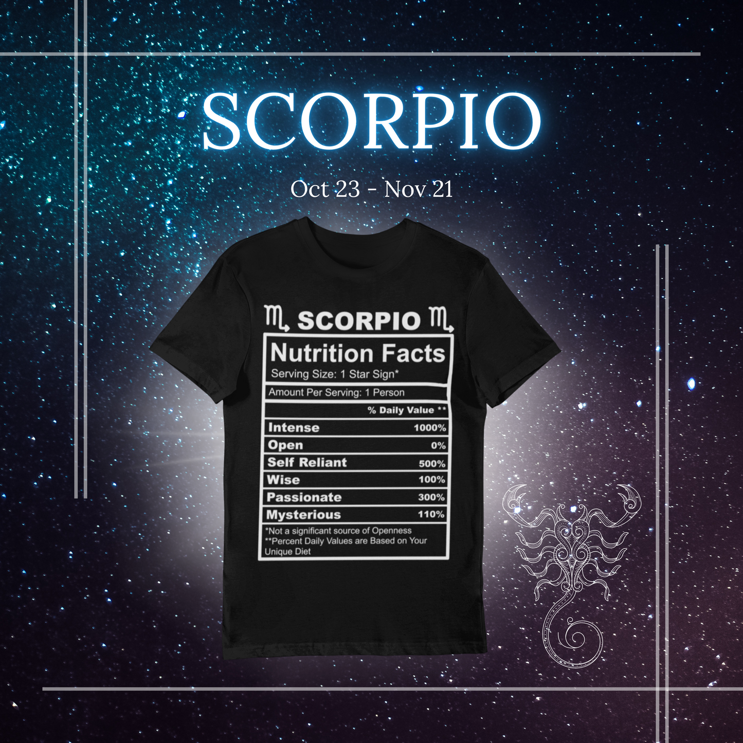 Scorpio Nutrition Facts shirt